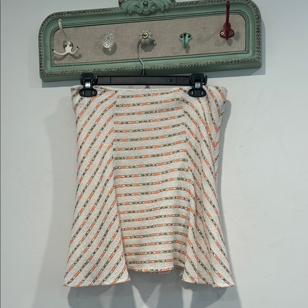 Maeve anthro tweed Striped Orange metallic and ivory Women's Skirt
